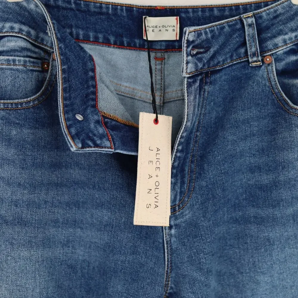 Alice and Olivia Women Brooklyn Blue High Rise Wide Balloon Leg Pants Size 31